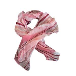 Elegant Pink Striped Sheer Scarf